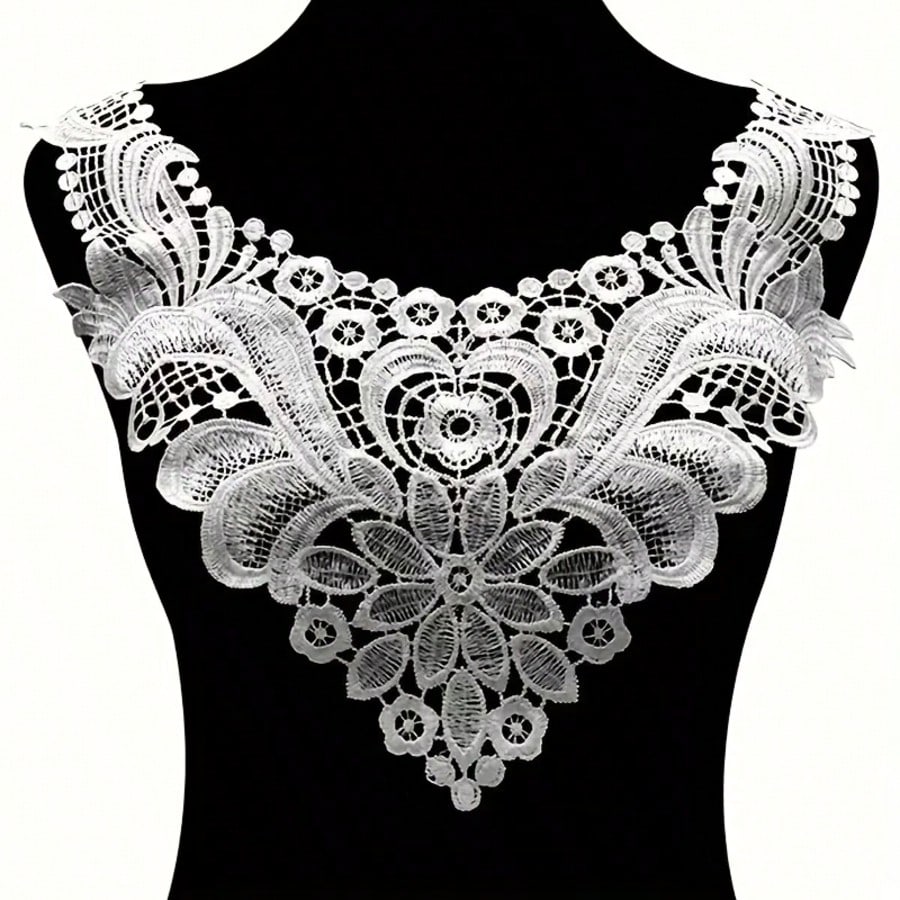 1Pc/2/3Pcs Elegant Water-Soluble Embroidery Lace Collar- Featuring Floral And Lace Patterns, Available In Black/White/Apricot, Suitable For Shirts And Jackets, Ideal For Sewing Projects