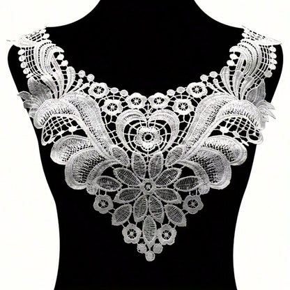 1Pc/2/3Pcs Elegant Water-Soluble Embroidery Lace Collar- Featuring Floral And Lace Patterns, Available In Black/White/Apricot, Suitable For Shirts And Jackets, Ideal For Sewing Projects