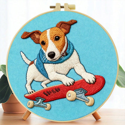 1PC 20*20cm/7.9*7.9in,Animal Party Embroidery Kit, DIY Handmade Embroidery Set For Adult Beginners, Home Gift, Women's Sewing Gift, Including User Manual, Printed Pattern Fabric, Embroidery Frame, Nee