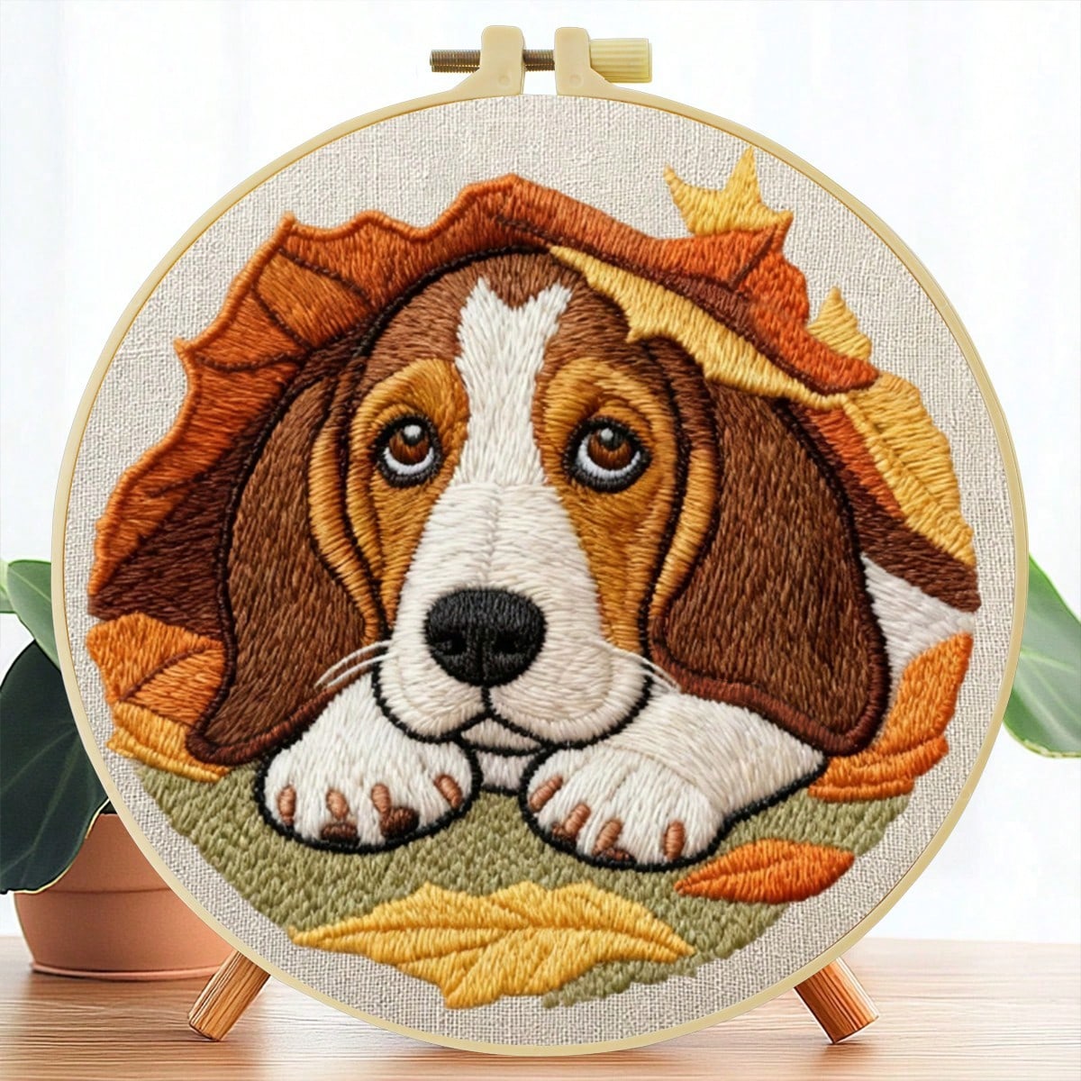 1PC 20*20cm/7.9*7.9in,Animal Party Embroidery Kit, DIY Handmade Embroidery Set For Adult Beginners, Home Gift, Women's Sewing Gift, Including User Manual, Printed Pattern Fabric, Embroidery Frame, Nee