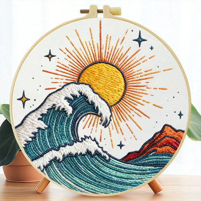 1PC 20*20cm/7.9*7.9in,Beautiful Scenery Embroidery Kit, DIY Handmade Embroidery Set For Adult Beginners, Home Gift, Women's Sewing Gift, Including User Manual, Printed Pattern Fabric, Embroidery Frame