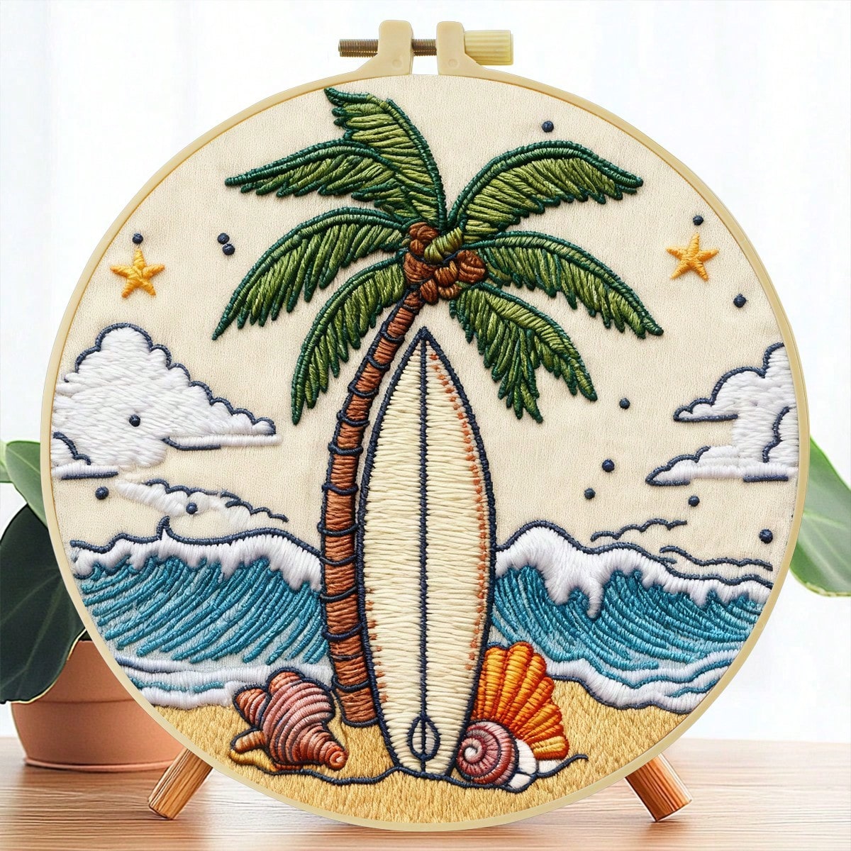 1PC 20*20cm/7.9*7.9in,Beautiful Scenery Embroidery Kit, DIY Handmade Embroidery Set For Adult Beginners, Home Gift, Women's Sewing Gift, Including User Manual, Printed Pattern Fabric, Embroidery Frame