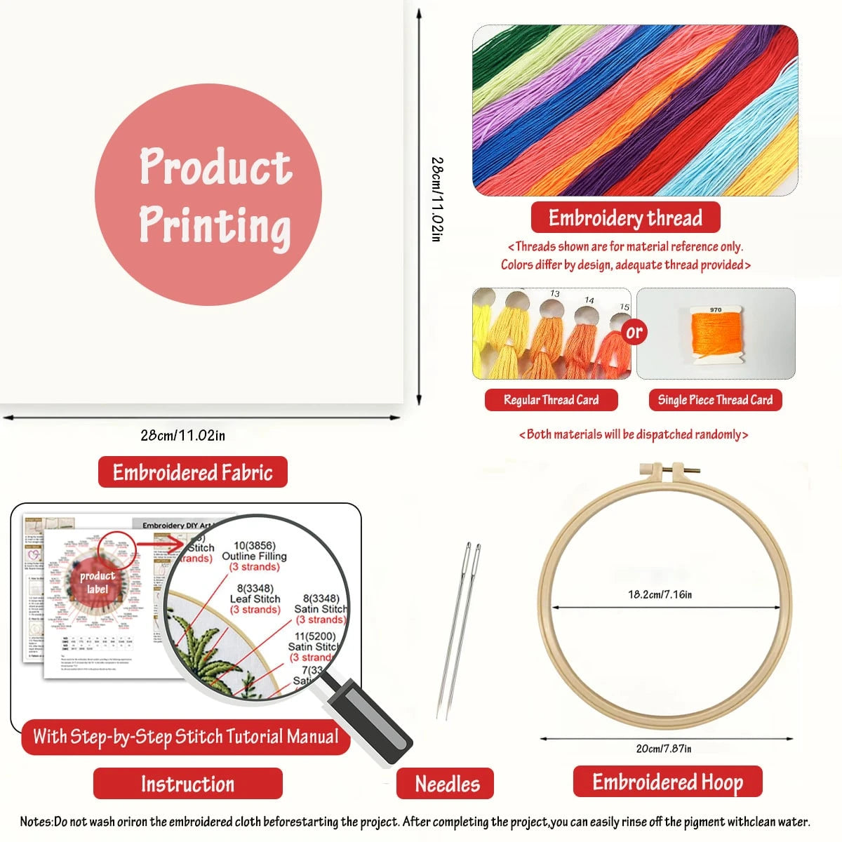 1PC 20*20cm/7.9*7.9in,Beautiful Scenery Embroidery Kit, DIY Handmade Embroidery Set For Adult Beginners, Home Gift, Women's Sewing Gift, Including User Manual, Printed Pattern Fabric, Embroidery Frame