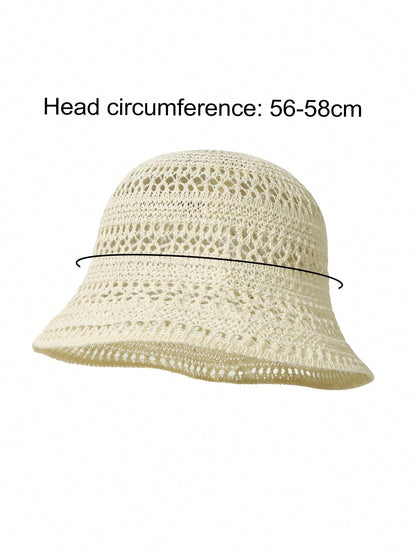 1pc 2026 New Summer Women's Hollow Out Sun Hat, Breathable Thin Fashion Design, Bohemian Style Vacation Hat, Suitable For Shopping, Travel, Outdoor Wear Bucket Hat