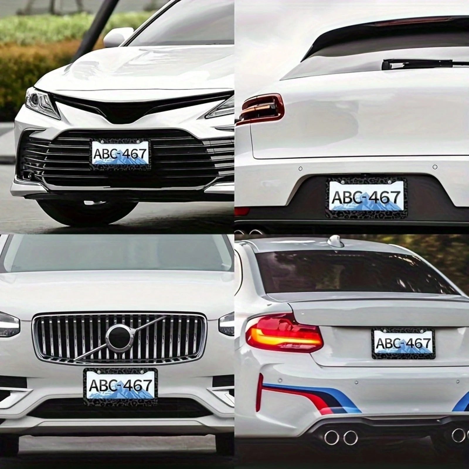 1pc 2D Flat Decorative Signboard&Nameplate, Aluminum Metal License Plate Frame- Black Leopard Print Design, Suitable For Front And Rear License Plates, Cheetah Design, Suitable For Most American Vehi