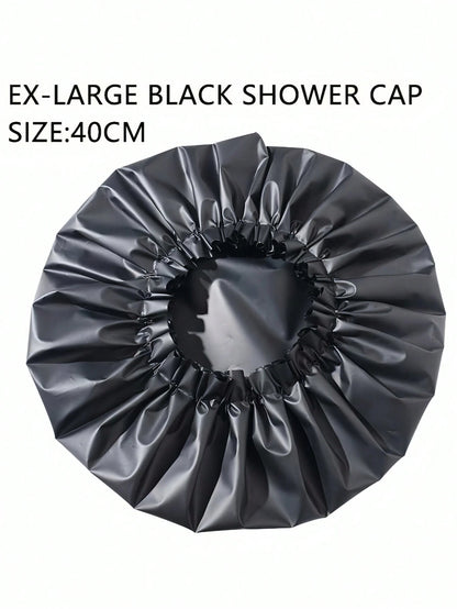 1PC/2Pcs/3Pcs Large Size Waterproof Shower Cap- Women's Extra Wide Elastic Bath Cap, EVA Hair Protection For Bathroom Spa Travel, Summer Swim Accessory (Black/Patterns)
