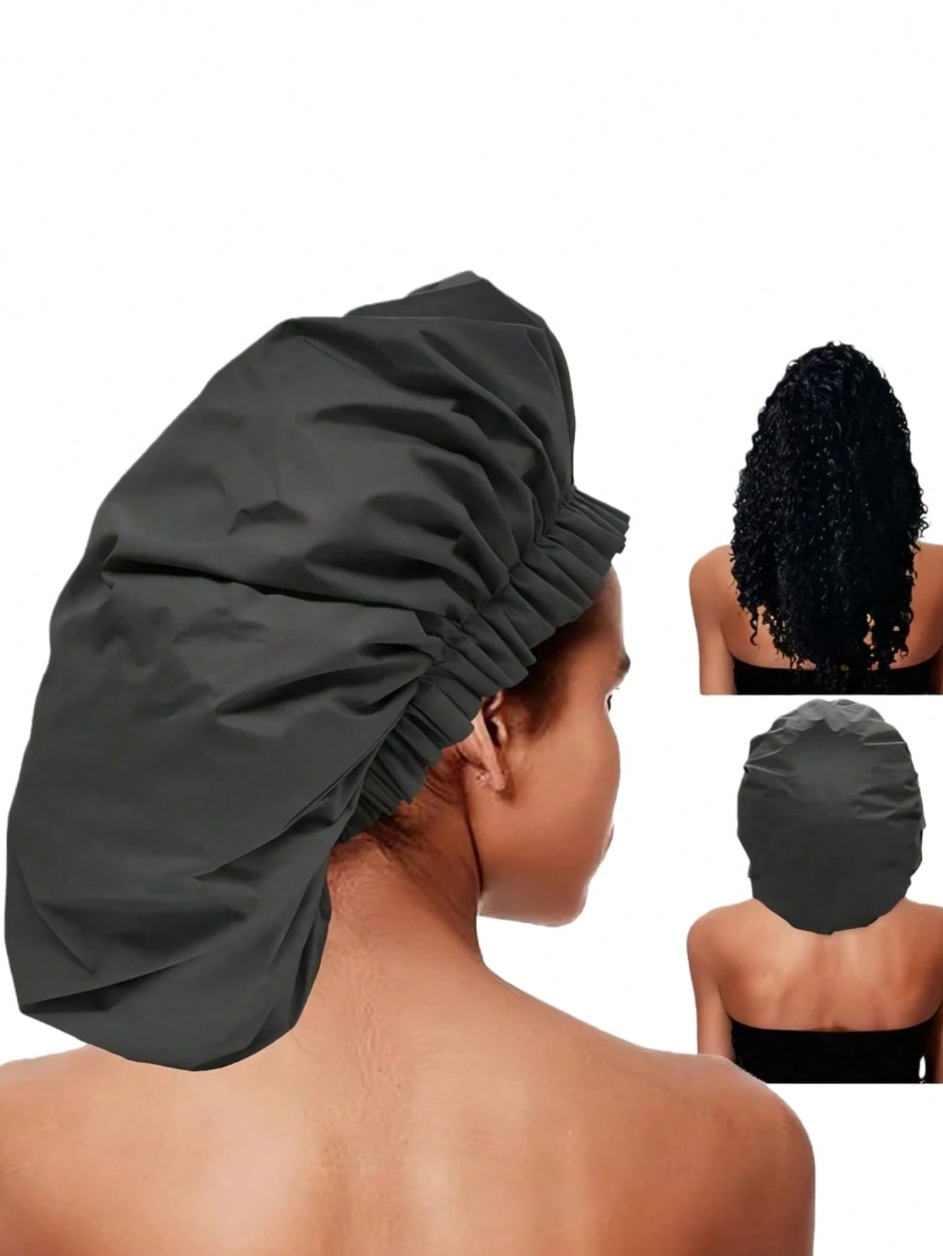 1PC/2Pcs/3Pcs Large Size Waterproof Shower Cap- Women's Extra Wide Elastic Bath Cap, EVA Hair Protection For Bathroom Spa Travel, Summer Swim Accessory (Black/Patterns)