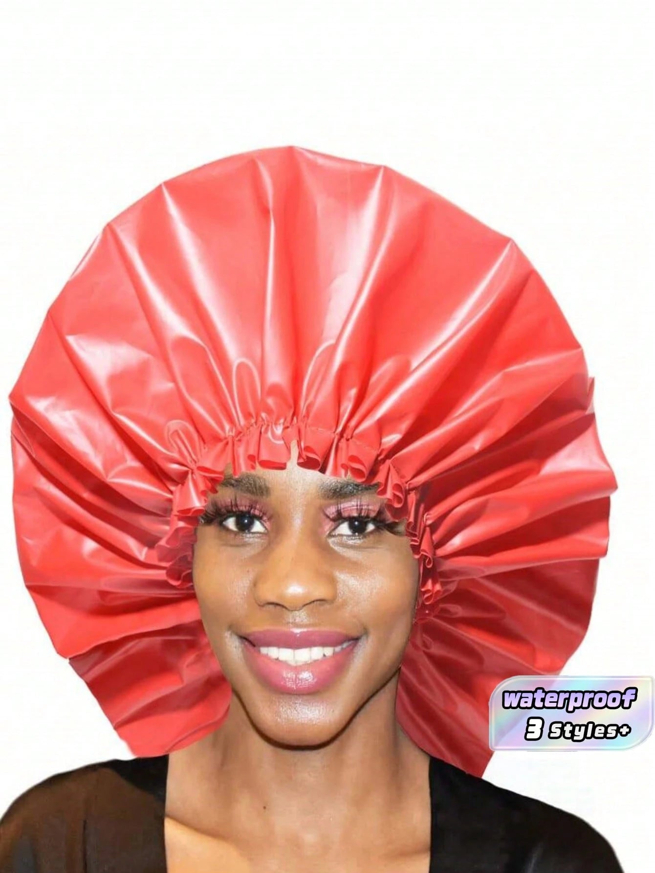1PC/2Pcs/3Pcs Large Size Waterproof Shower Cap- Women's Extra Wide Elastic Bath Cap, EVA Hair Protection For Bathroom Spa Travel, Summer Swim Accessory (Black/Patterns)
