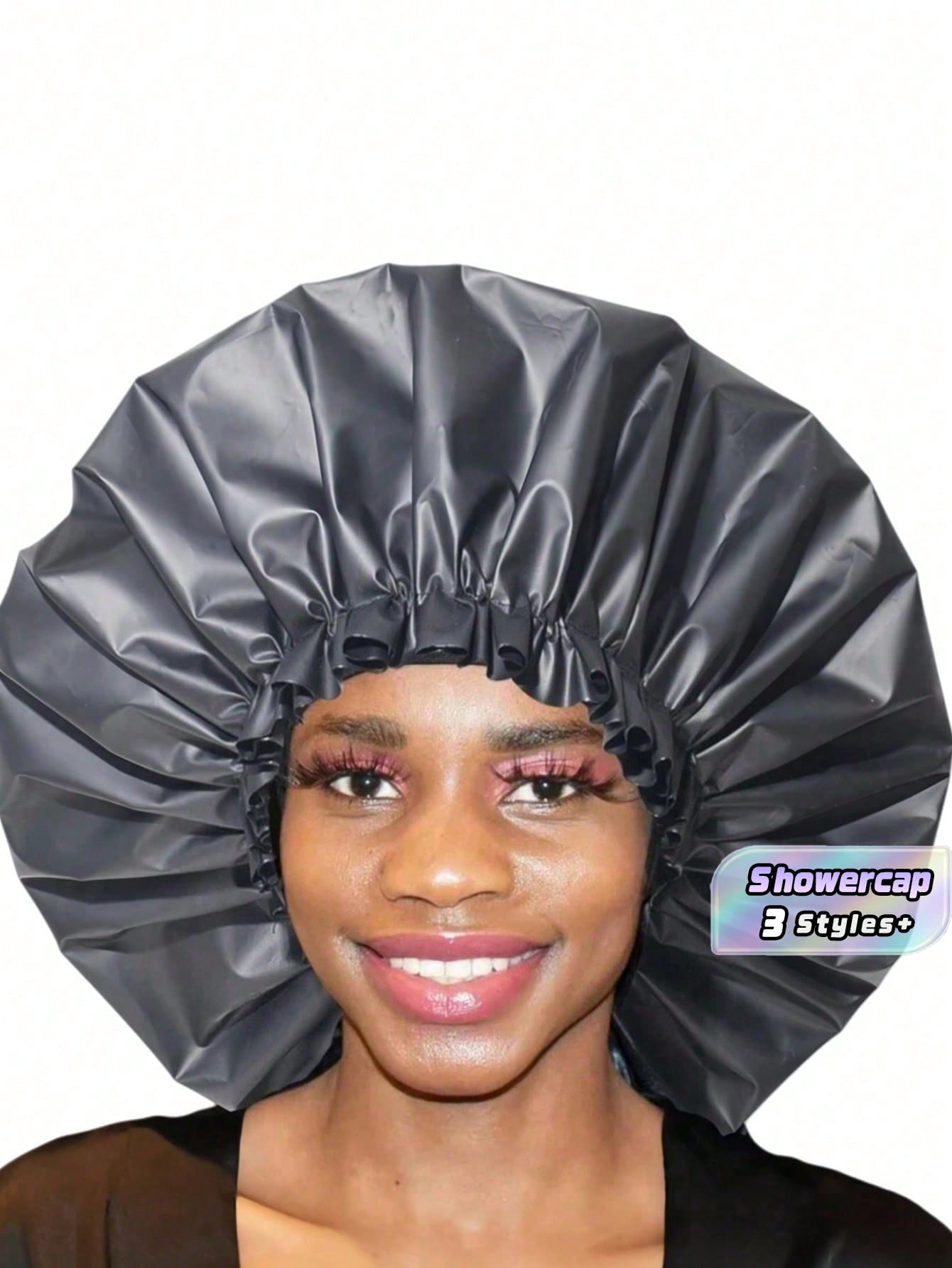 1PC/2Pcs/3Pcs Large Size Waterproof Shower Cap- Women's Extra Wide Elastic Bath Cap, EVA Hair Protection For Bathroom Spa Travel, Summer Swim Accessory (Black/Patterns)