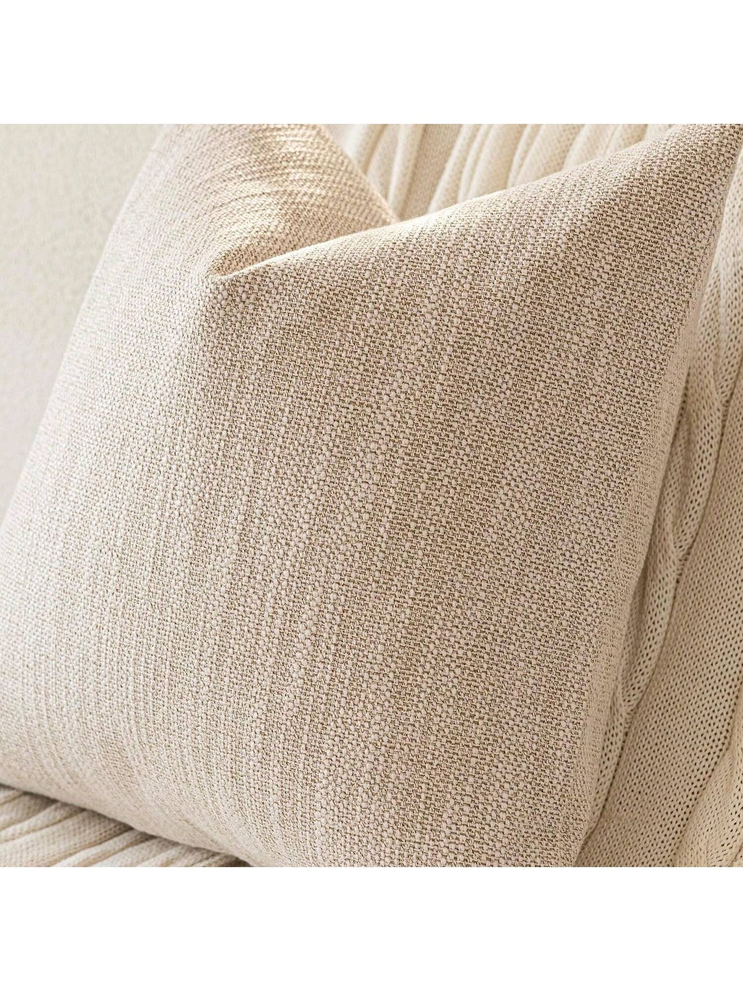 1pc/2pcs Beige Luxury Pillowcase Without Pillow Insert, Bohemian Style Decorative Textured Coarse Linen Fabric, Rugged Linen Craftsmanship, Suitable For Sofa, Living Room, Bedroom, Floor, Bench, Car