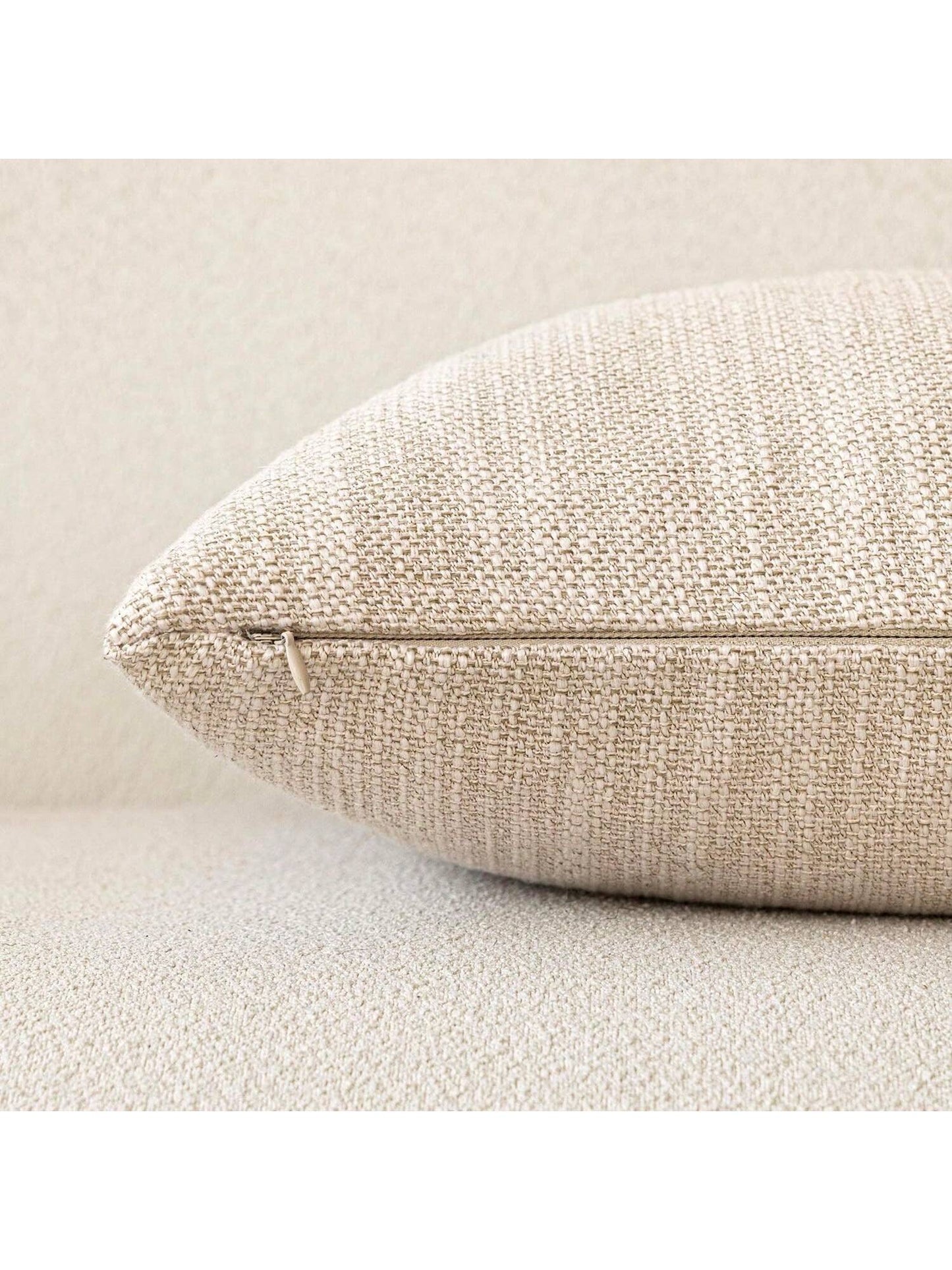 1pc/2pcs Beige Luxury Pillowcase Without Pillow Insert, Bohemian Style Decorative Textured Coarse Linen Fabric, Rugged Linen Craftsmanship, Suitable For Sofa, Living Room, Bedroom, Floor, Bench, Car