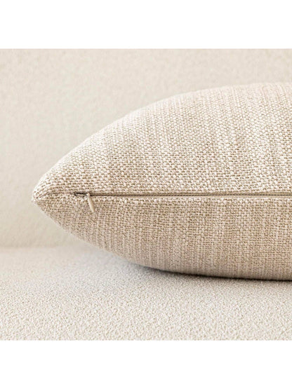 1pc/2pcs Beige Luxury Pillowcase Without Pillow Insert, Bohemian Style Decorative Textured Coarse Linen Fabric, Rugged Linen Craftsmanship, Suitable For Sofa, Living Room, Bedroom, Floor, Bench, Car