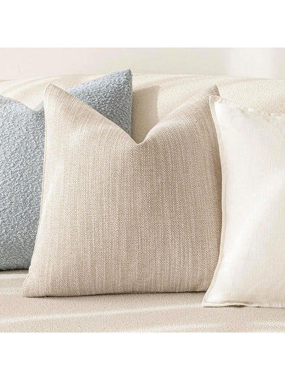 1pc/2pcs Beige Luxury Pillowcase Without Pillow Insert, Bohemian Style Decorative Textured Coarse Linen Fabric, Rugged Linen Craftsmanship, Suitable For Sofa, Living Room, Bedroom, Floor, Bench, Car