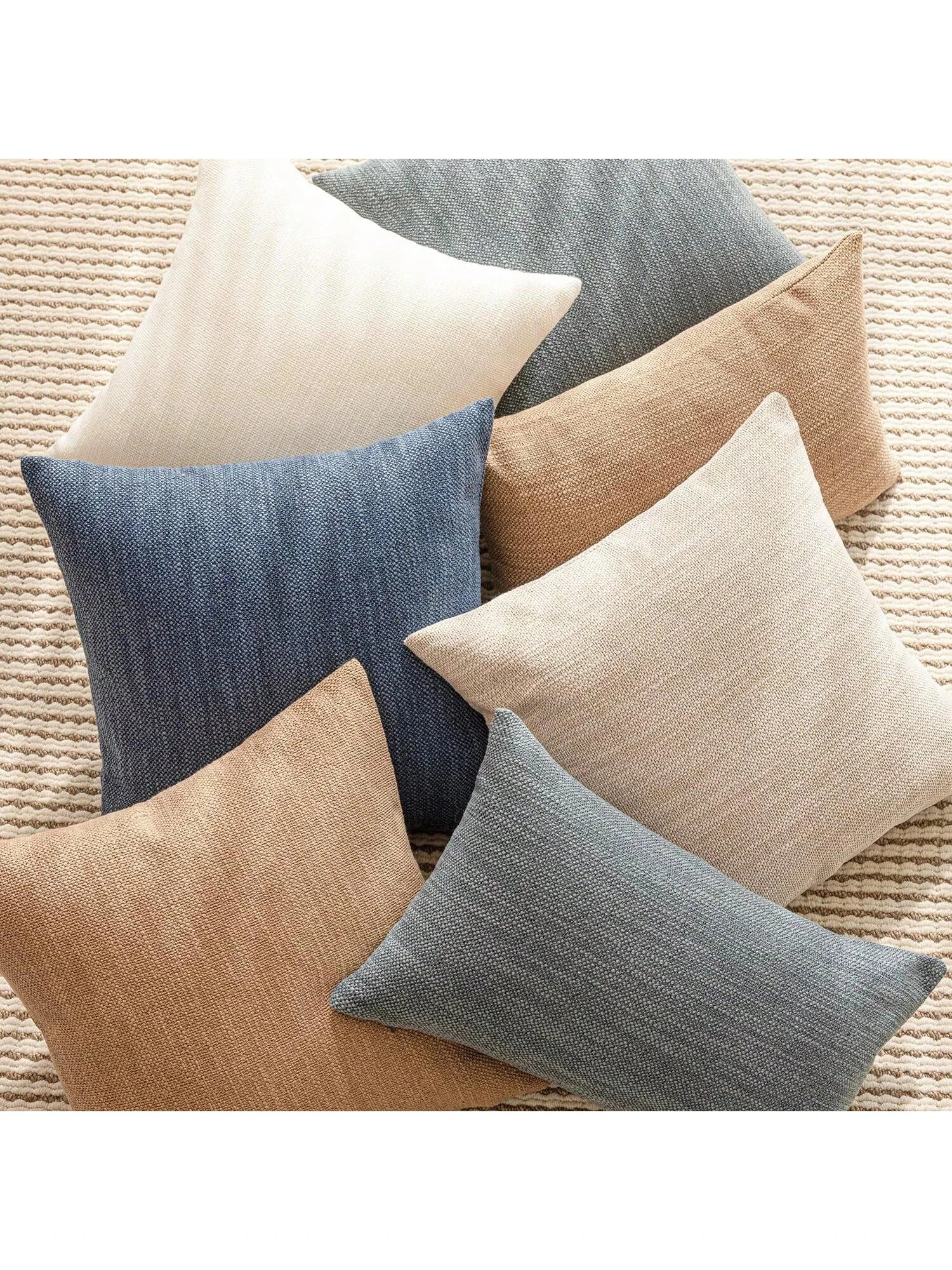 1pc/2pcs Beige Luxury Pillowcase Without Pillow Insert, Bohemian Style Decorative Textured Coarse Linen Fabric, Rugged Linen Craftsmanship, Suitable For Sofa, Living Room, Bedroom, Floor, Bench, Car