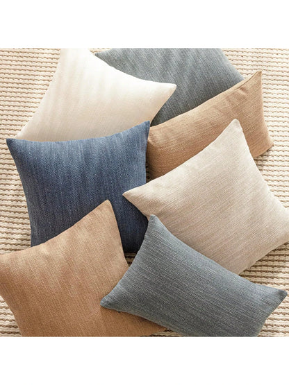 1pc/2pcs Beige Luxury Pillowcase Without Pillow Insert, Bohemian Style Decorative Textured Coarse Linen Fabric, Rugged Linen Craftsmanship, Suitable For Sofa, Living Room, Bedroom, Floor, Bench, Car