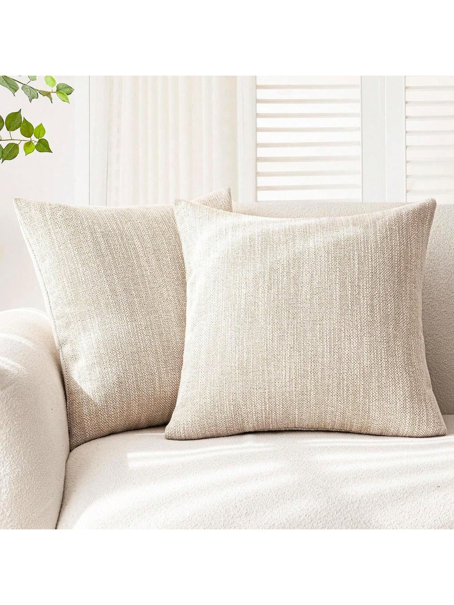 1pc/2pcs Beige Luxury Pillowcase Without Pillow Insert, Bohemian Style Decorative Textured Coarse Linen Fabric, Rugged Linen Craftsmanship, Suitable For Sofa, Living Room, Bedroom, Floor, Bench, Car