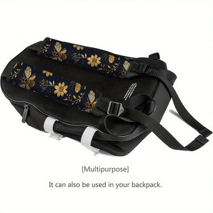 1pc/2pcs Black And Gold Bee Floral Pattern Car Seatbelt Shoulder Pad, Universal Multifunctional Seatbelt Protector, Suitable For Car Seat Belts, Adjustable Car Shoulder Strap Protector, Creative And S
