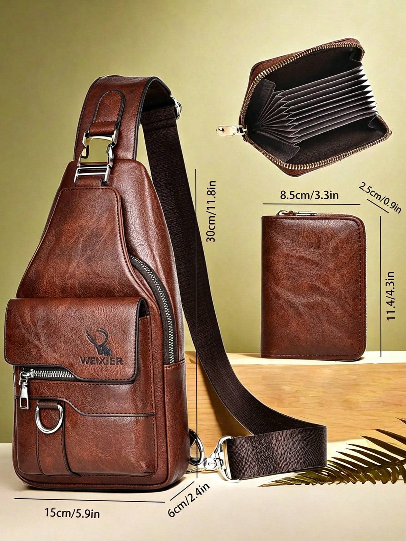1pc/2pcs Business Chest Bag, Waist Bag, PU Material, Student Bag; Made Of Wear-Resistant PU Fabric, Multi-Compartment Large Space, Built-In Earphone Jack; Minimalist Casual Men's Bag, Fashion Style, T