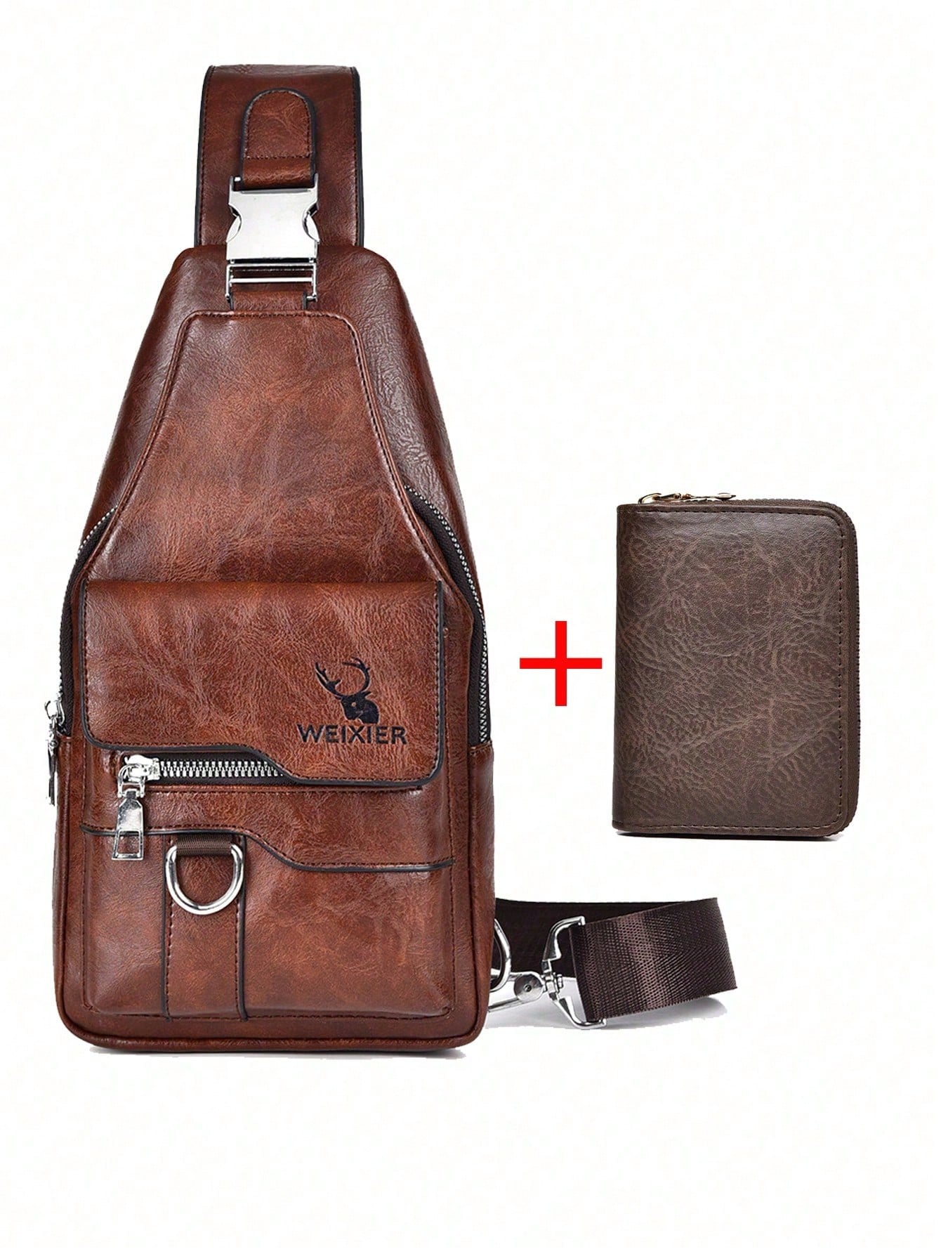 1pc/2pcs Business Chest Bag, Waist Bag, PU Material, Student Bag; Made Of Wear-Resistant PU Fabric, Multi-Compartment Large Space, Built-In Earphone Jack; Minimalist Casual Men's Bag, Fashion Style, T