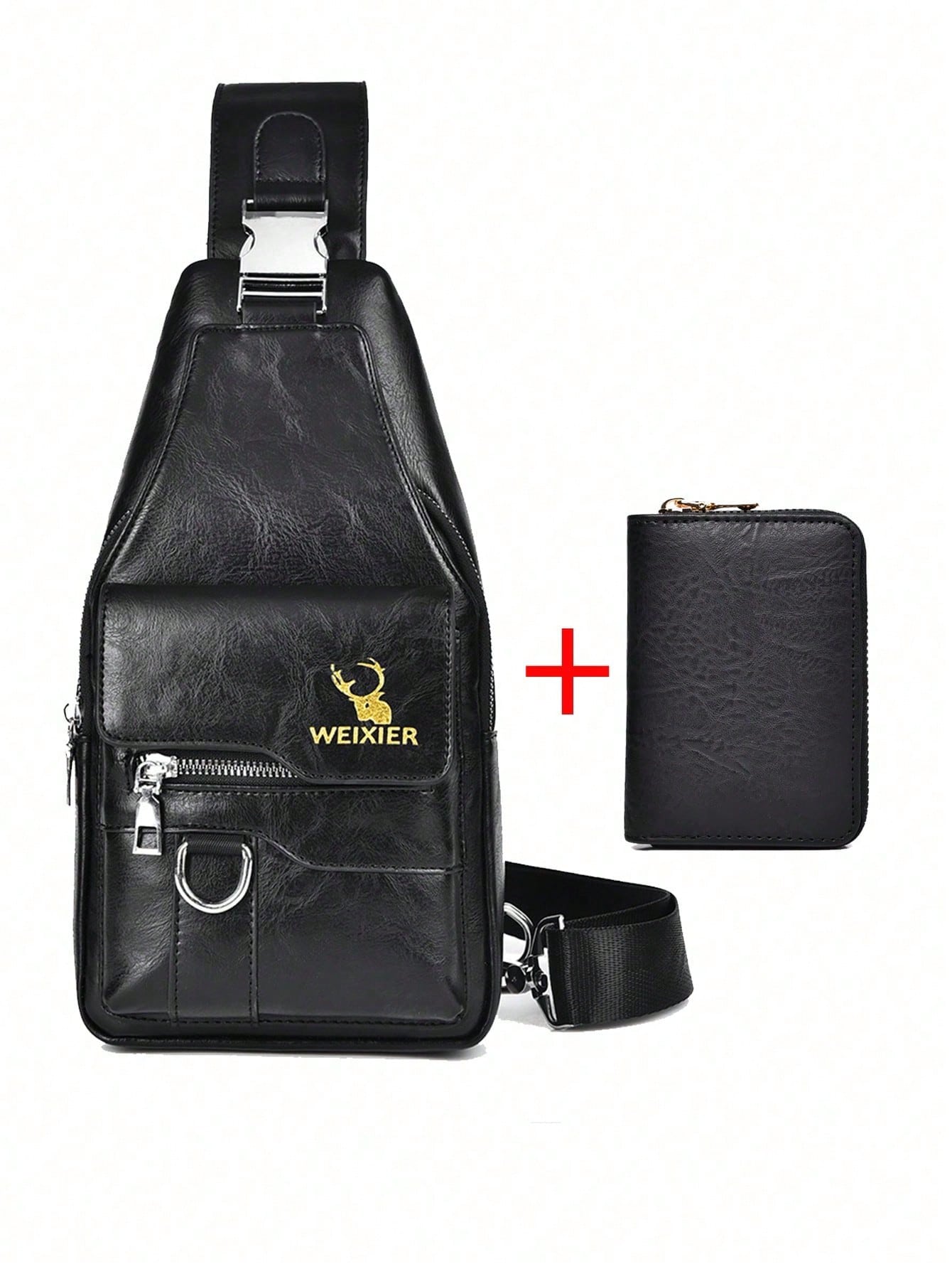 1pc/2pcs Business Chest Bag, Waist Bag, PU Material, Student Bag; Made Of Wear-Resistant PU Fabric, Multi-Compartment Large Space, Built-In Earphone Jack; Minimalist Casual Men's Bag, Fashion Style, T
