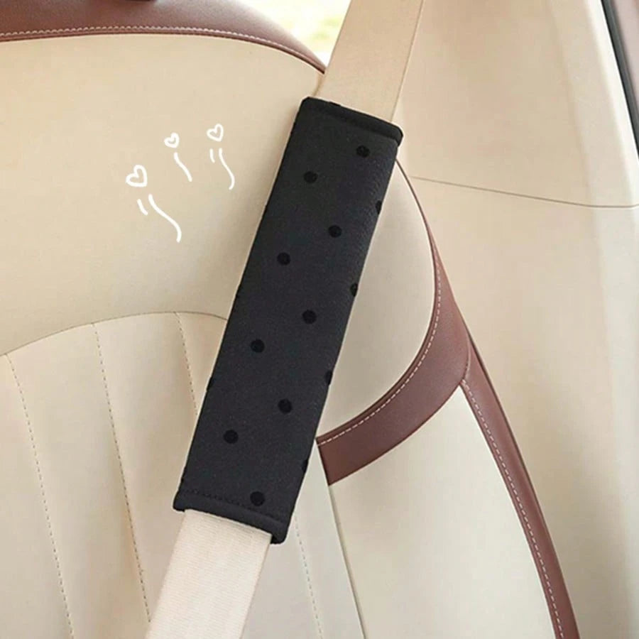 1pc/2pcs Car Shoulder Pad Cover With Polka Dot Bow, Soft Protective Sleeve For Car (The Bows On The Shoulder Pad Are Randomly Placed And The Quantity Is Not Fixed, Which Does Not Affect The Usage)