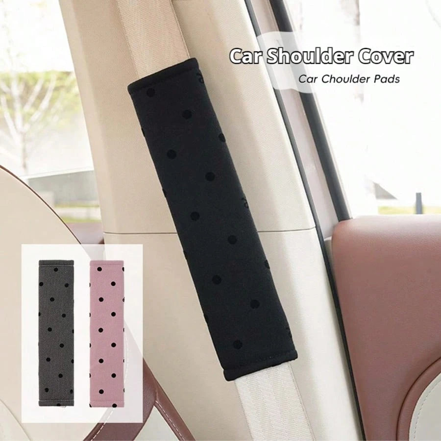 1pc/2pcs Car Shoulder Pad Cover With Polka Dot Bow, Soft Protective Sleeve For Car (The Bows On The Shoulder Pad Are Randomly Placed And The Quantity Is Not Fixed, Which Does Not Affect The Usage)