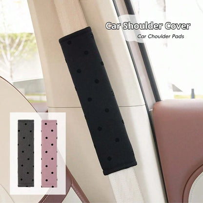 1pc/2pcs Car Shoulder Pad Cover With Polka Dot Bow, Soft Protective Sleeve For Car (The Bows On The Shoulder Pad Are Randomly Placed And The Quantity Is Not Fixed, Which Does Not Affect The Usage)