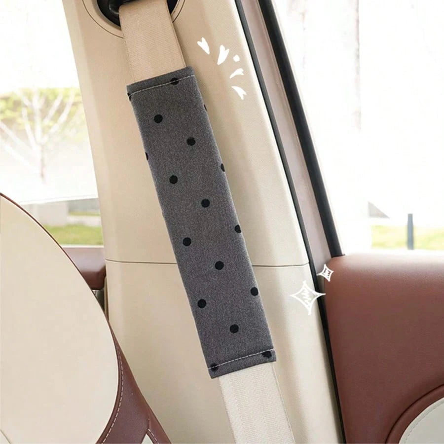 1pc/2pcs Car Shoulder Pad Cover With Polka Dot Bow, Soft Protective Sleeve For Car (The Bows On The Shoulder Pad Are Randomly Placed And The Quantity Is Not Fixed, Which Does Not Affect The Usage)
