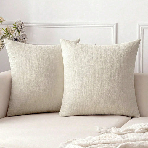 1pc/2pcs Cream White (Pillow Insert Not Included) 3D Textured Throw Pillow Cover, Modern Farmhouse Cozy Chenille Vintage Pattern Cushion Case, Suitable For Daily Bedroom, Dining Room, Bed, Sofa, Car