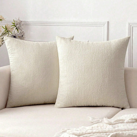 1pc/2pcs Cream White (Pillow Insert Not Included) 3D Textured Throw Pillow Cover, Modern Farmhouse Cozy Chenille Vintage Pattern Cushion Case, Suitable For Daily Bedroom, Dining Room, Bed, Sofa, Car