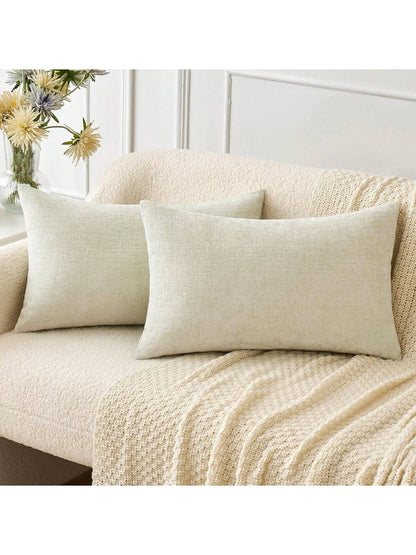 1pc/2pcs Cream White (Pillow Insert Not Included) 3D Textured Throw Pillow Cover, Modern Farmhouse Cozy Chenille Vintage Pattern Cushion Case, Suitable For Daily Bedroom, Dining Room, Bed, Sofa, Car