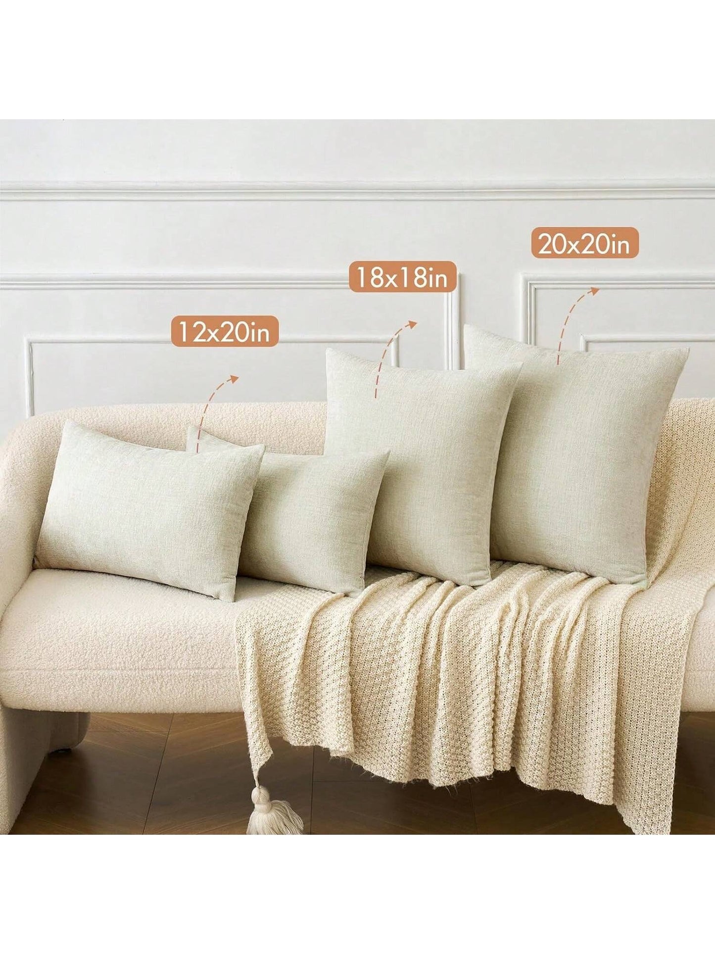 1pc/2pcs Cream White (Pillow Insert Not Included) 3D Textured Throw Pillow Cover, Modern Farmhouse Cozy Chenille Vintage Pattern Cushion Case, Suitable For Daily Bedroom, Dining Room, Bed, Sofa, Car