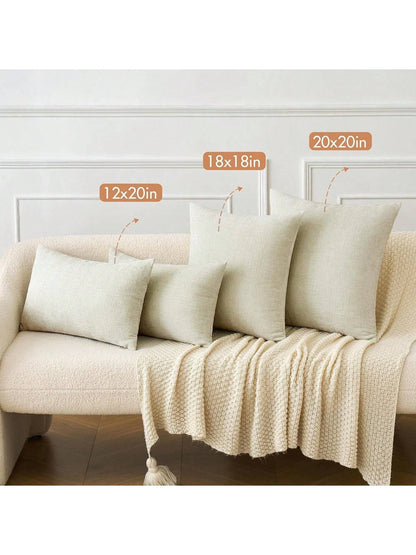 1pc/2pcs Cream White (Pillow Insert Not Included) 3D Textured Throw Pillow Cover, Modern Farmhouse Cozy Chenille Vintage Pattern Cushion Case, Suitable For Daily Bedroom, Dining Room, Bed, Sofa, Car
