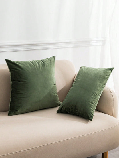 1pc/2pcs Double-Sided Velvet Throw Pillow Cover, Modern Minimalist Thickened Solid Color Swan Velvet Cushion Cover For Living Room Bedroom Sofa, Seasonal Use Without Insert, 30*50cm & 45*45cm