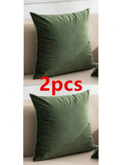 1pc/2pcs Double-Sided Velvet Throw Pillow Cover, Modern Minimalist Thickened Solid Color Swan Velvet Cushion Cover For Living Room Bedroom Sofa, Seasonal Use Without Insert, 30*50cm & 45*45cm