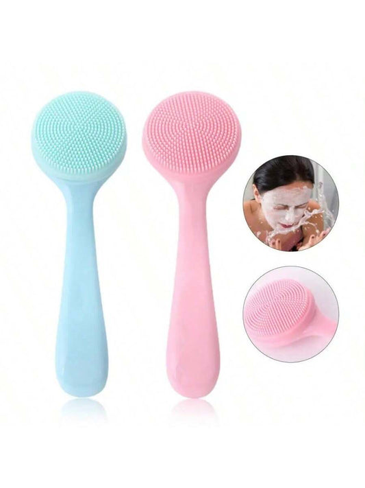 1pc 2pcs Facial Brush Silicone, Facial Cleansing Brush Manual Skin Silicone Exfoliating Brush Handheld Face Scrubber Reusable Facial Cleansing Brush For Removing Makeup Residues Blackhead Face Massage
