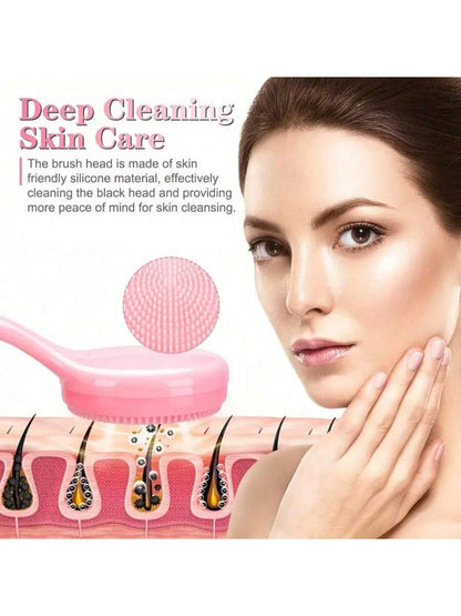 1pc 2pcs Facial Brush Silicone, Facial Cleansing Brush Manual Skin Silicone Exfoliating Brush Handheld Face Scrubber Reusable Facial Cleansing Brush For Removing Makeup Residues Blackhead Face Massage