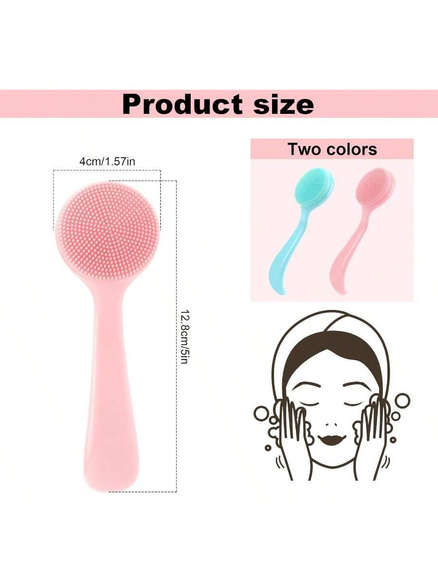 1pc 2pcs Facial Brush Silicone, Facial Cleansing Brush Manual Skin Silicone Exfoliating Brush Handheld Face Scrubber Reusable Facial Cleansing Brush For Removing Makeup Residues Blackhead Face Massage