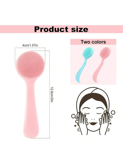 1pc 2pcs Facial Brush Silicone, Facial Cleansing Brush Manual Skin Silicone Exfoliating Brush Handheld Face Scrubber Reusable Facial Cleansing Brush For Removing Makeup Residues Blackhead Face Massage