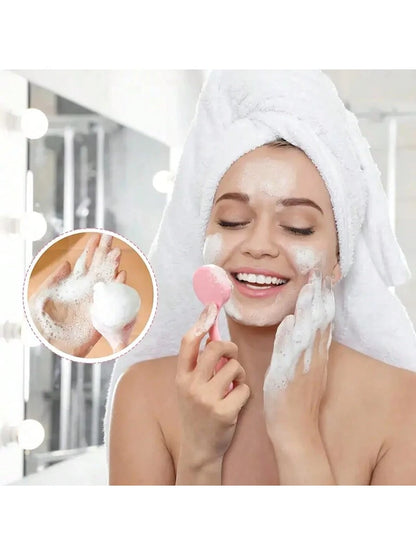 1pc 2pcs Facial Brush Silicone, Facial Cleansing Brush Manual Skin Silicone Exfoliating Brush Handheld Face Scrubber Reusable Facial Cleansing Brush For Removing Makeup Residues Blackhead Face Massage