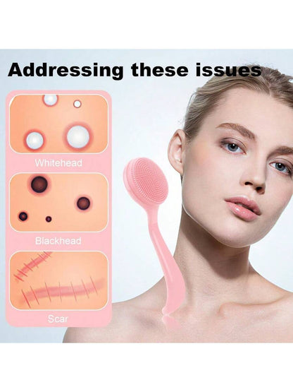1pc 2pcs Facial Brush Silicone, Facial Cleansing Brush Manual Skin Silicone Exfoliating Brush Handheld Face Scrubber Reusable Facial Cleansing Brush For Removing Makeup Residues Blackhead Face Massage