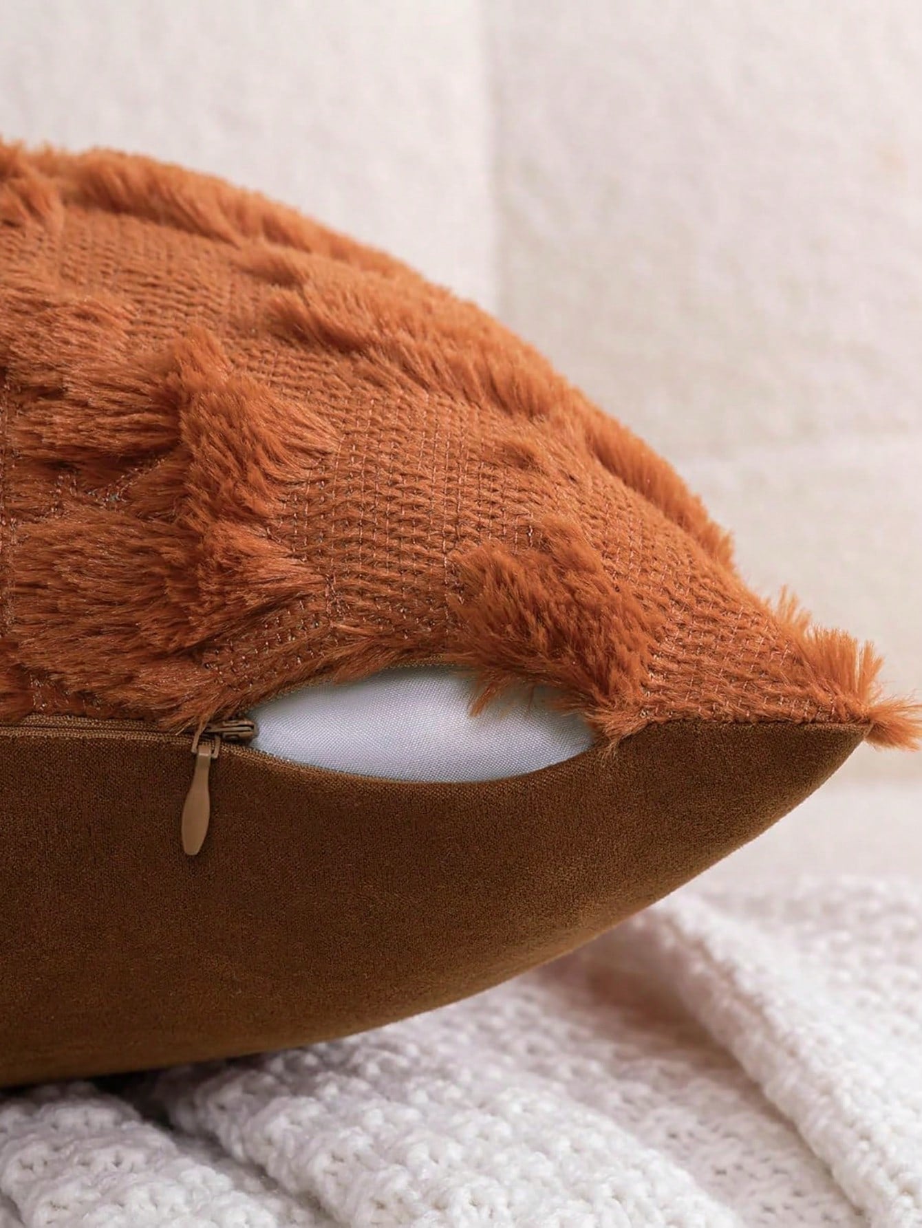 1pc/2pcs Maple Wood Cushion, 18 X 18 Inches, Orange, Farm Theme, Decorative, Autumn Harvest Theme, Holiday Atmosphere, Faux Fur, Suitable For Sofa, Bed Or Room
