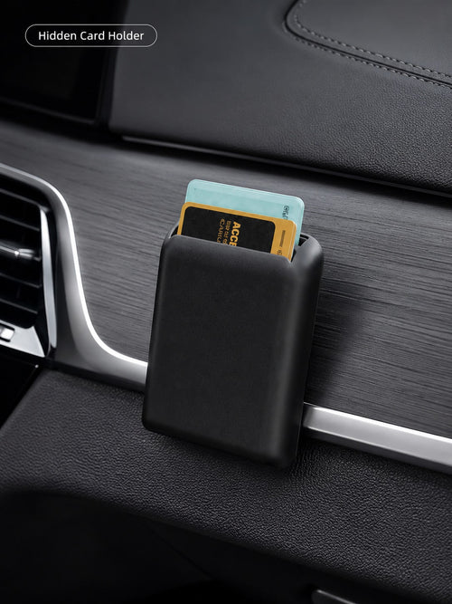 1pc/2pcs Optional Black Car Adhesive Card Storage Box, Car Parking Card/Highway Toll Card/Access Card Hidden Storage Box, Self-Adhesive No-Drill Small Item Organizer Bag, Can Be Attached To Center Con
