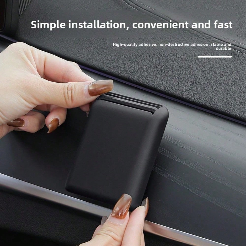 1pc/2pcs Optional Black Car Adhesive Card Storage Box, Car Parking Card/Highway Toll Card/Access Card Hidden Storage Box, Self-Adhesive No-Drill Small Item Organizer Bag, Can Be Attached To Center Con