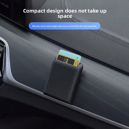 1pc/2pcs Optional Black Car Adhesive Card Storage Box, Car Parking Card/Highway Toll Card/Access Card Hidden Storage Box, Self-Adhesive No-Drill Small Item Organizer Bag, Can Be Attached To Center Con