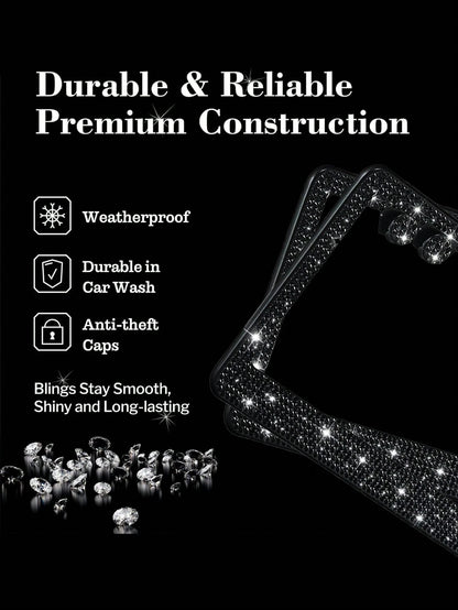 1pc/2pcs Set License Plate Frame- Durable Shiny License Plate Frame, Women's Style, Stainless Steel Material, Unobstructed Frame, Inlaid With Multi-Faceted Cut Rhinestones, Sparkling Rhinestone Diamo