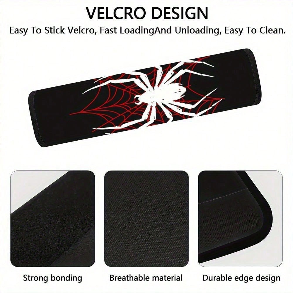 1pc/2pcs, 2D Printed Car Seatbelt Cover- Red And White Spider Pattern Soft Shoulder Protector, Suitable For Car Accessory Decoration, 2D Flat Design,Car Acessesories,Car Acessesories Interior,Car Ess