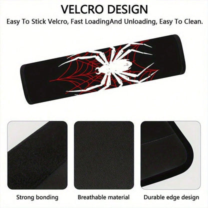 1pc/2pcs, 2D Printed Car Seatbelt Cover- Red And White Spider Pattern Soft Shoulder Protector, Suitable For Car Accessory Decoration, 2D Flat Design,Car Acessesories,Car Acessesories Interior,Car Ess