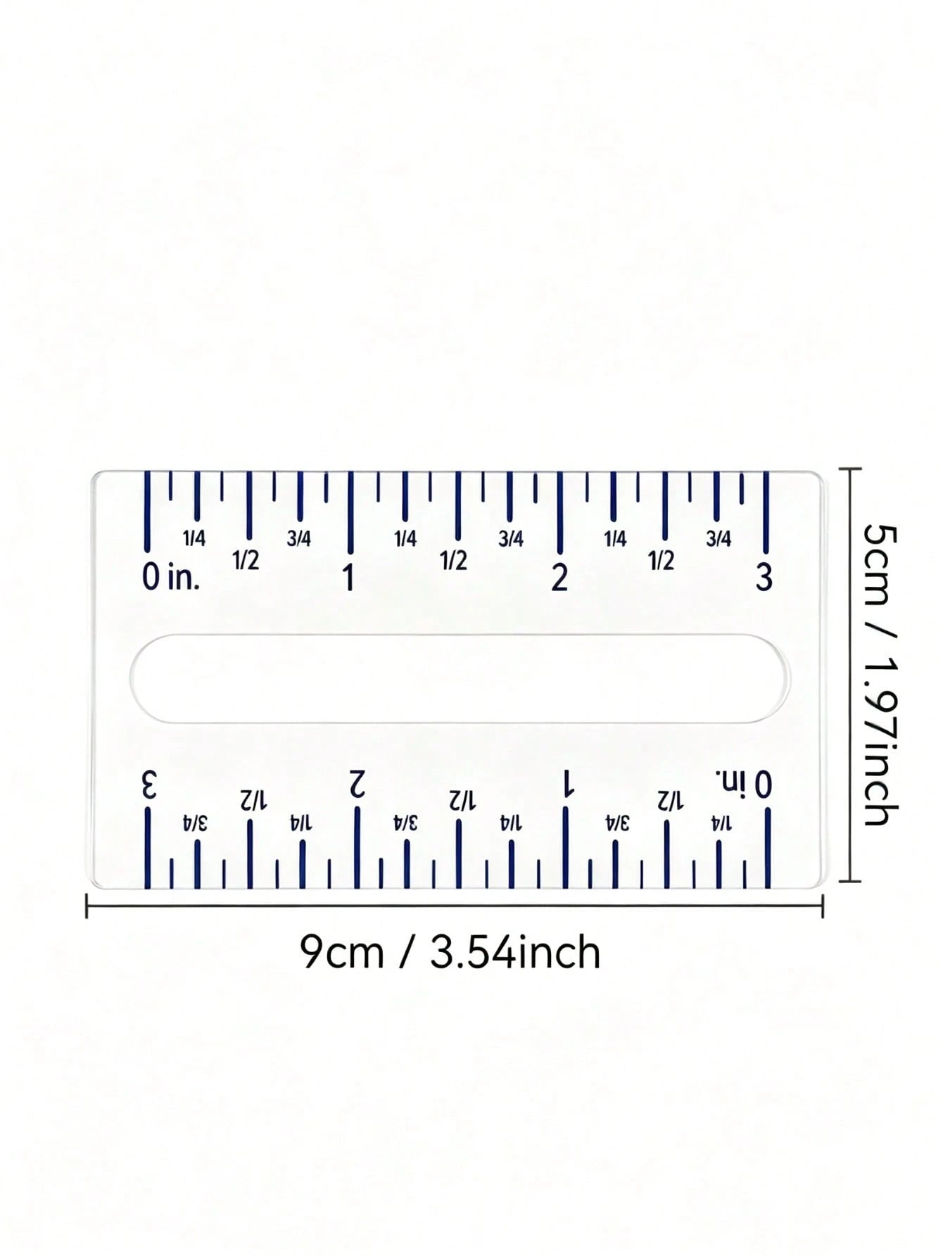 1pc 3-Inch Imperial Acrylic Straight Ruler- Bi-Directional Precise Scale- Sewing Ruler 3.54inch- Hollow Positioning Ruler- Handcraft Clothing Quilting Trimming Measuring Tool