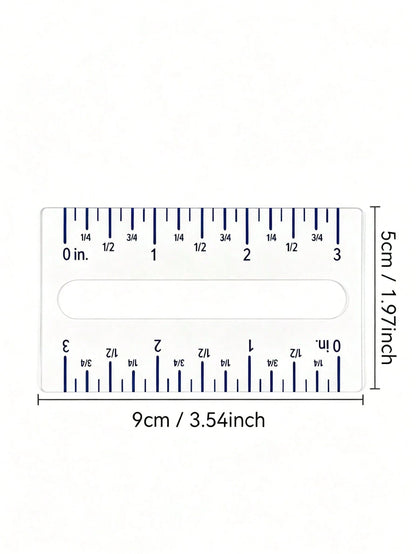 1pc 3-Inch Imperial Acrylic Straight Ruler- Bi-Directional Precise Scale- Sewing Ruler 3.54inch- Hollow Positioning Ruler- Handcraft Clothing Quilting Trimming Measuring Tool
